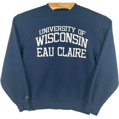 #ad VTG y2k Men#x27;s Navy Blue JanSport UW Eau Claire Blugolds Crewneck Sweatshirt Sz M $24.99