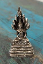 Beau Petit Bouddha Serpent En Argent, Statue De Naga Bouddha En TIBET