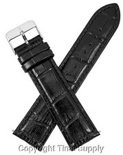 18 mm BLACK LEATHER WATCH BAND CROCO WITH SPRNG BARS