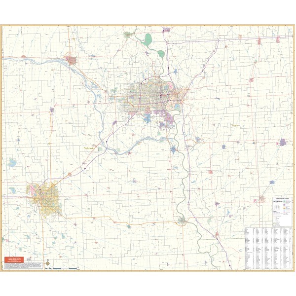 Lincoln & Omaha, NE Vicinity Wall Map eBay