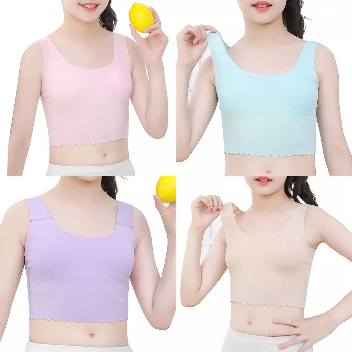 Kids Girls Training Bra Cotton Comfort Stretch Sports Cami Bralette Beginner  Top