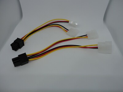 2x 6-Pin PCI-E PCI Express Video Card to 4-Pin Molex Power Supply Cable Adapter