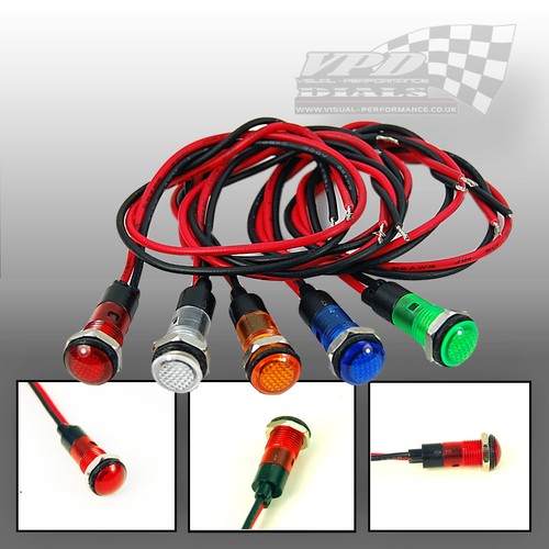 LED Dash panel warning bulb light indicator 12v 8mm lamp Blue Green Red Amber