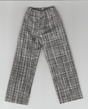 Homemade Doll Clothes-White and Black Print Elastic Waist Pants fits Ken Doll P8