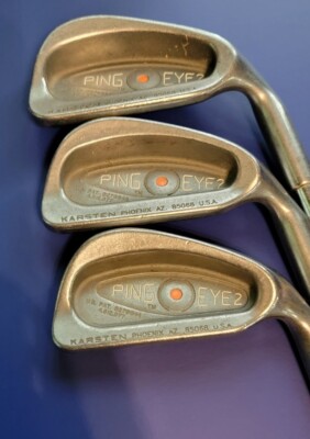 Ping Eye 2 Karsten Orange dot Irons Set  3, 4, 5 Steel Shafts  RH Gently Used 