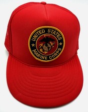 UNITED STATES MARINE CORPS hat vintage trucker-style red adjustable cap