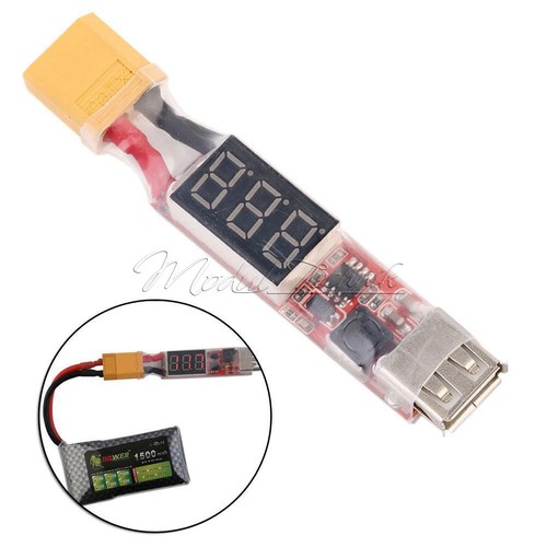 2S-6S Lithium Lipo Battery XT60 Plug to USB 5V Charger Converter Module Adapter - Bild 1 von 9