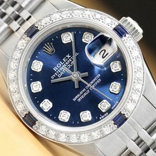 Rolex Datejust 69174 18K Oro Zaffiro Diamante Acciaio Blu Quickset Orologio