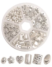  160PCS/Box Antiqued Silver Metal Spacer Beads DIY Jewelry Accessorie (6 Styles)