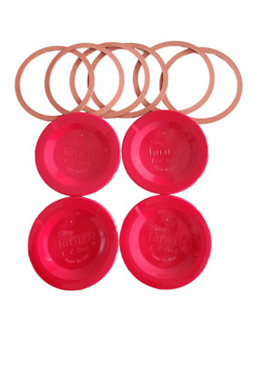 Tattler E-Z Seal Canning Lids - Bulk - 50 Wide Mouth Lids & Rubber Rings Red
