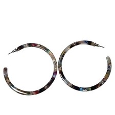 Retro Colorful Resin Large Hoop Earrings Retro 80s 90s Fashion Jewelry Women