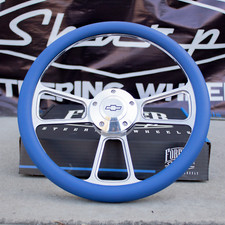 Special Buy Billet And Blue Vinyl 14 Steering Wheel -- Chevy Special Buy Billet And Blue Vinyl 14 Steering Wheel -- Chevy