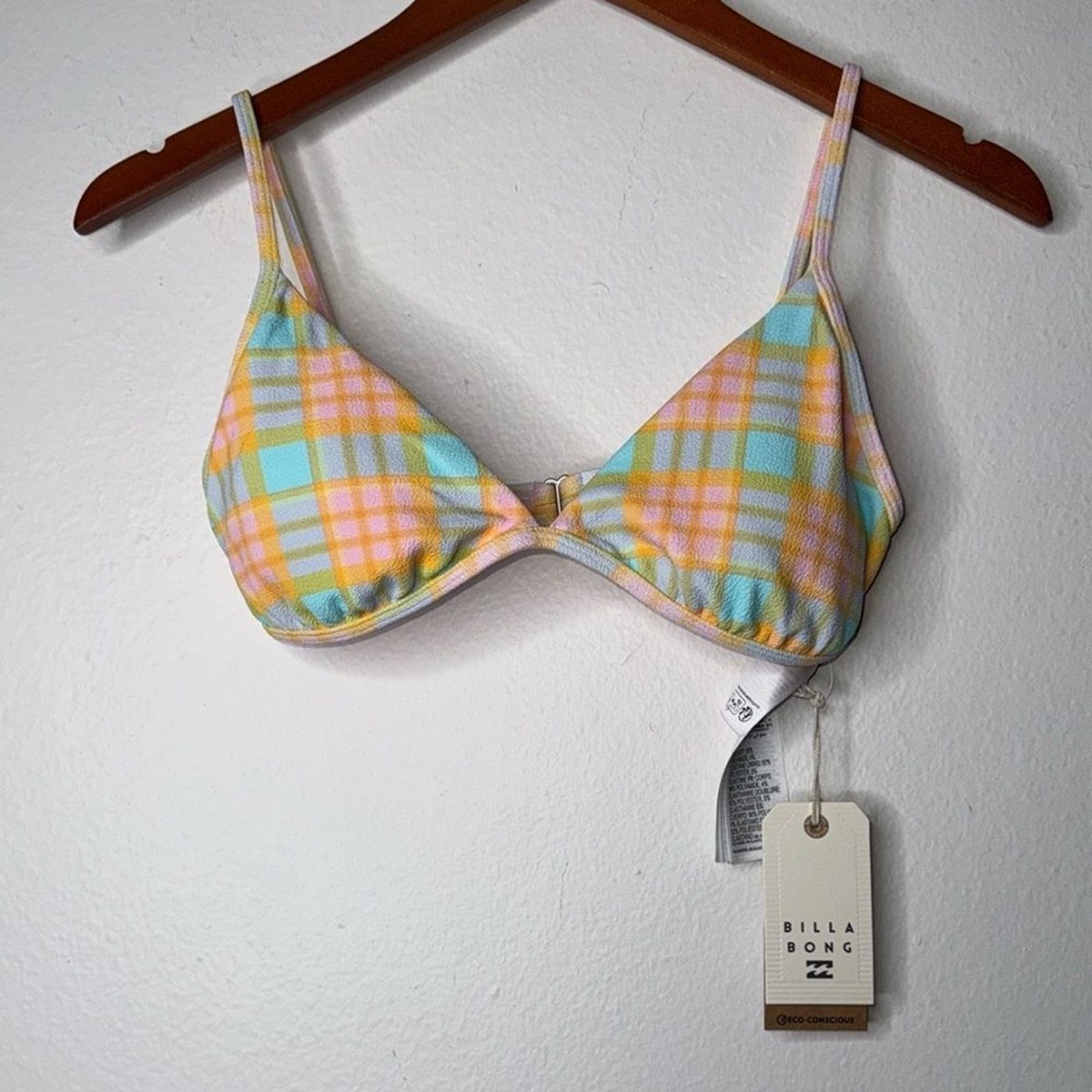 Billabong CHECK PLEASE CHARLIE TRIANGLE BIKINI TOP Size