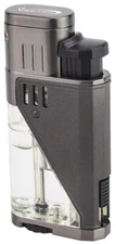 Gray Matte Vector Twister Dual Flame Jet Torch Cigar Butane Lighter - 9311