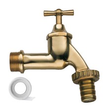 Garten Wasserhahn 3/4 Zoll messing f&uuml;r Regentonne Auslaufhahn inkl. Teflonband