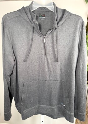 Greg Norman Men's Gray Technical Performance 1/4 Zip Pullover Hoodie Size XL