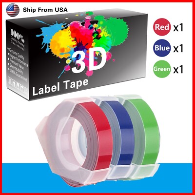 (1Red+1Blue+1Green) LabelTape Fit For Dymo 1595GY Dymo 814580 Label Makers