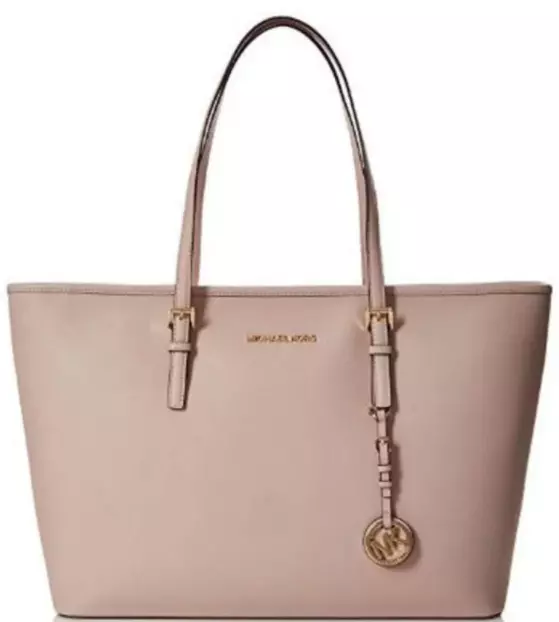 Michael Kors Saffiano Leather Jet Set Tote Shopper Bag (Medium, Dark Khaki)  Light Brown Beige Handbag: : Fashion