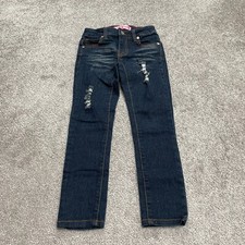 Pink Latte Straight Denim Jeans Kids Girls 6X Blue Dark Wash Distressed Casual
