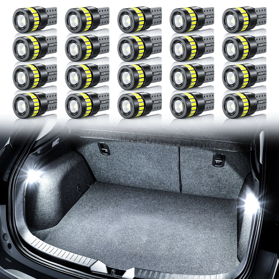 2-40Pcs T10 W5W 2825 158 192 168 194 Car Interior Led Light Bulbs Map Dome Light - Image 2 of 4