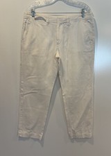 Banana Republic Womens White Linen Cotton Blend Pants Size 12