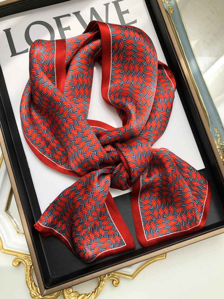 New Boutique 100% Silk 12 Momme Plain Satin Scarf Double-Layer Ribbon150*15cm