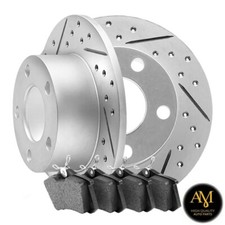 Rear Drilled-Slotted Disc Brake Rotors & Ceramic Pads For Audi A6; VW Passat 2WD