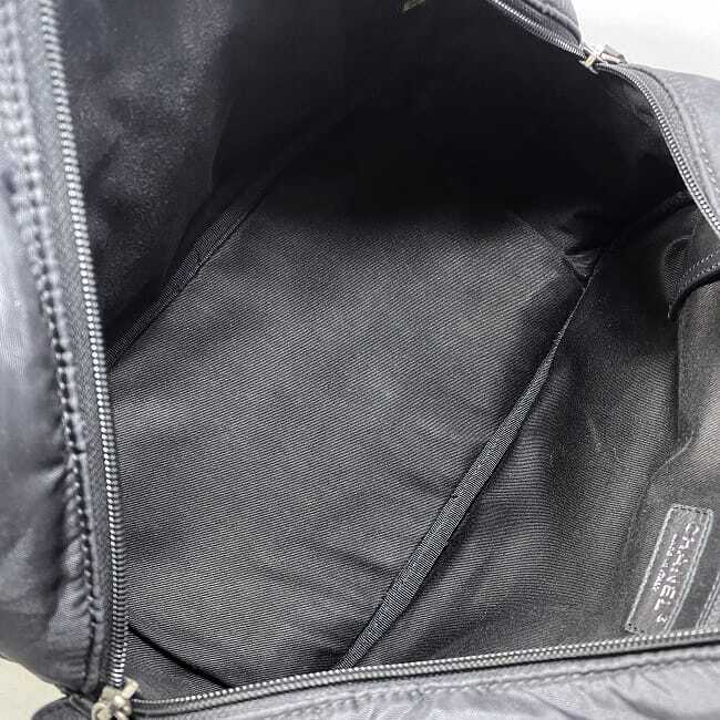 Chanel Mini Boston Bag Black Silver Parisyork A33103 Nylon Leather Used