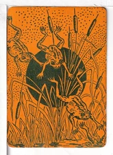 Single Playing Card Vintage Antique Lacquer "Frog" FR-1-1 C, Orange/Green