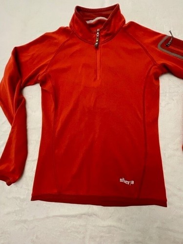 Sherpa Adventure Gear 1/4 Zip Pullover Sleeve Pocket Sweater Orange Womens M - Picture 2 of 13