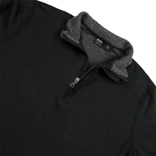Hugo Boss Men’s Piceno 1/2 Zip Pullover Sweater Regular Fit Black • Large