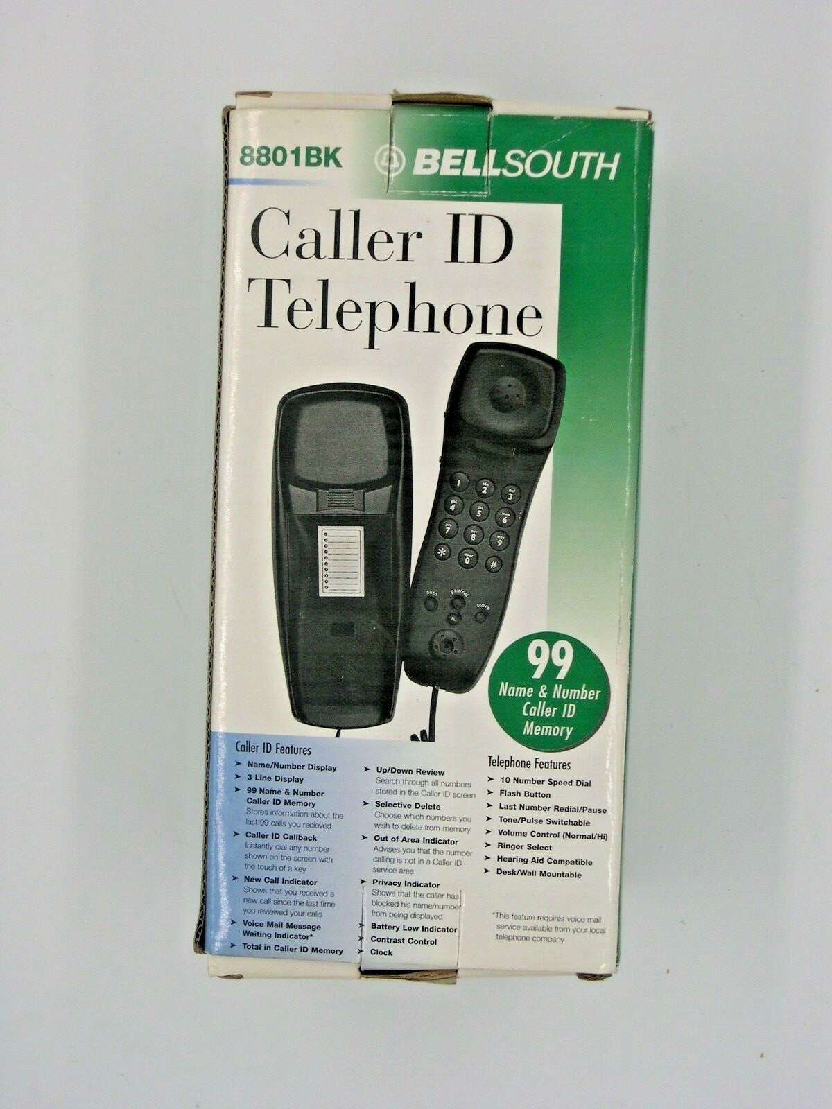 BELLSOUTH 8801X CallerID Wired Handset Telephone Black 715106132431 eBay