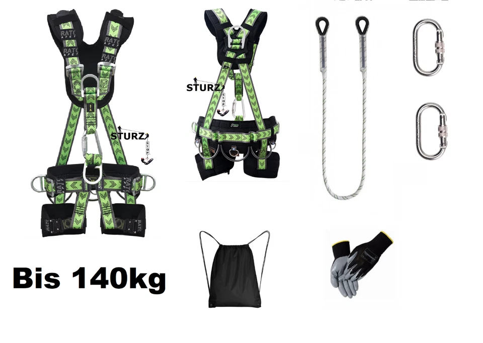 Baumpflege Sitzgurt 140kg ATLAS Auffanggurt Fallschutz Klettergurt + 2m Seil - Bild 1 von 4