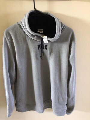 Victoria's Secret PINK  Sherpa Fleece Sweatshirt SZ L Lined High Neck NWT $59.99