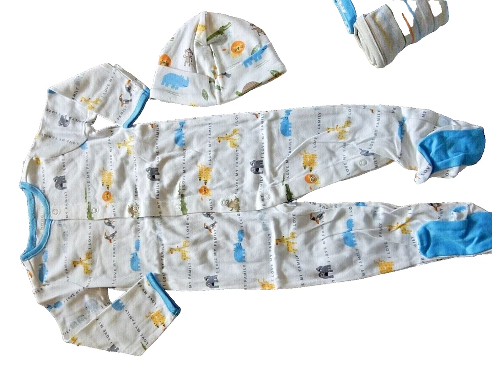 J4 NUEVO CON ETIQUETAS 6-9M The Children's Place 4 Piezas SAFARI Conjunto de Conjunto para Dormir (SIN Mantas) Foto 3 de 3