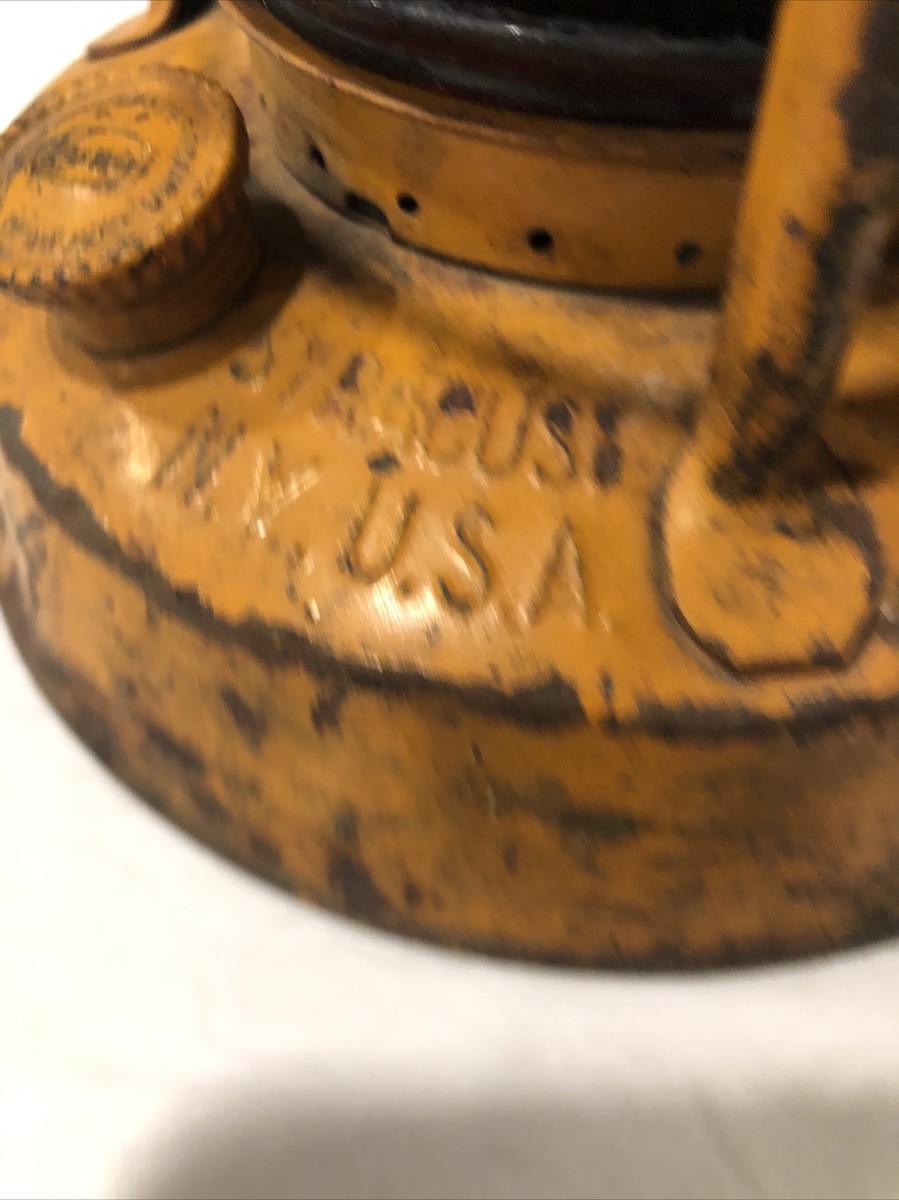 Antique Syracuse NY Dietz Night Watch Lantern Yellow Body Red Lamp