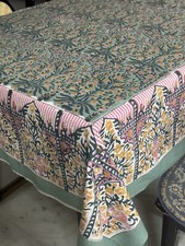 Rectangle Floral Table Cloth, Block Print table cover, Housewarming