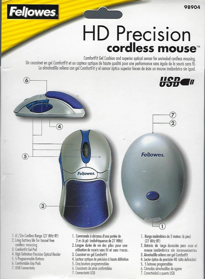 One Brand New Fellowes HD Precision Cordless Optical Mouse 98904 - Image 3 of 3