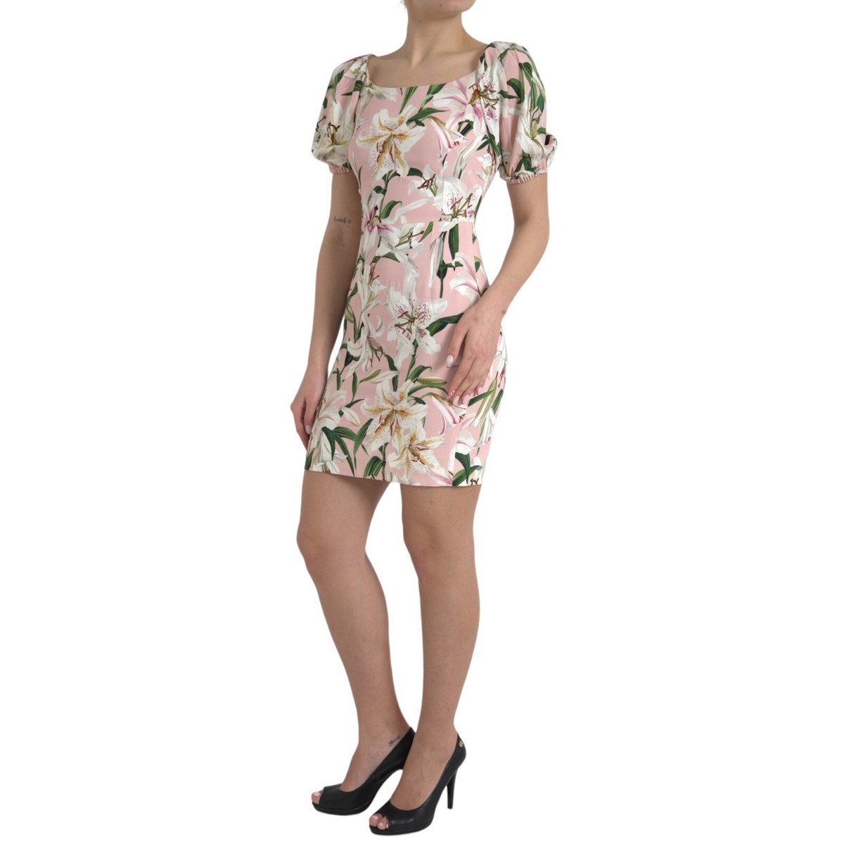 DOLCE & GABBANA Dress Pink Lily Viscose Sheath Stretch Mini DOLCE & GABBANA Dress Pink Lily Viscose Sheath Stretch Mini