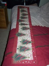 NEW Christmas Happy Holidays Trees table runner 6ft.