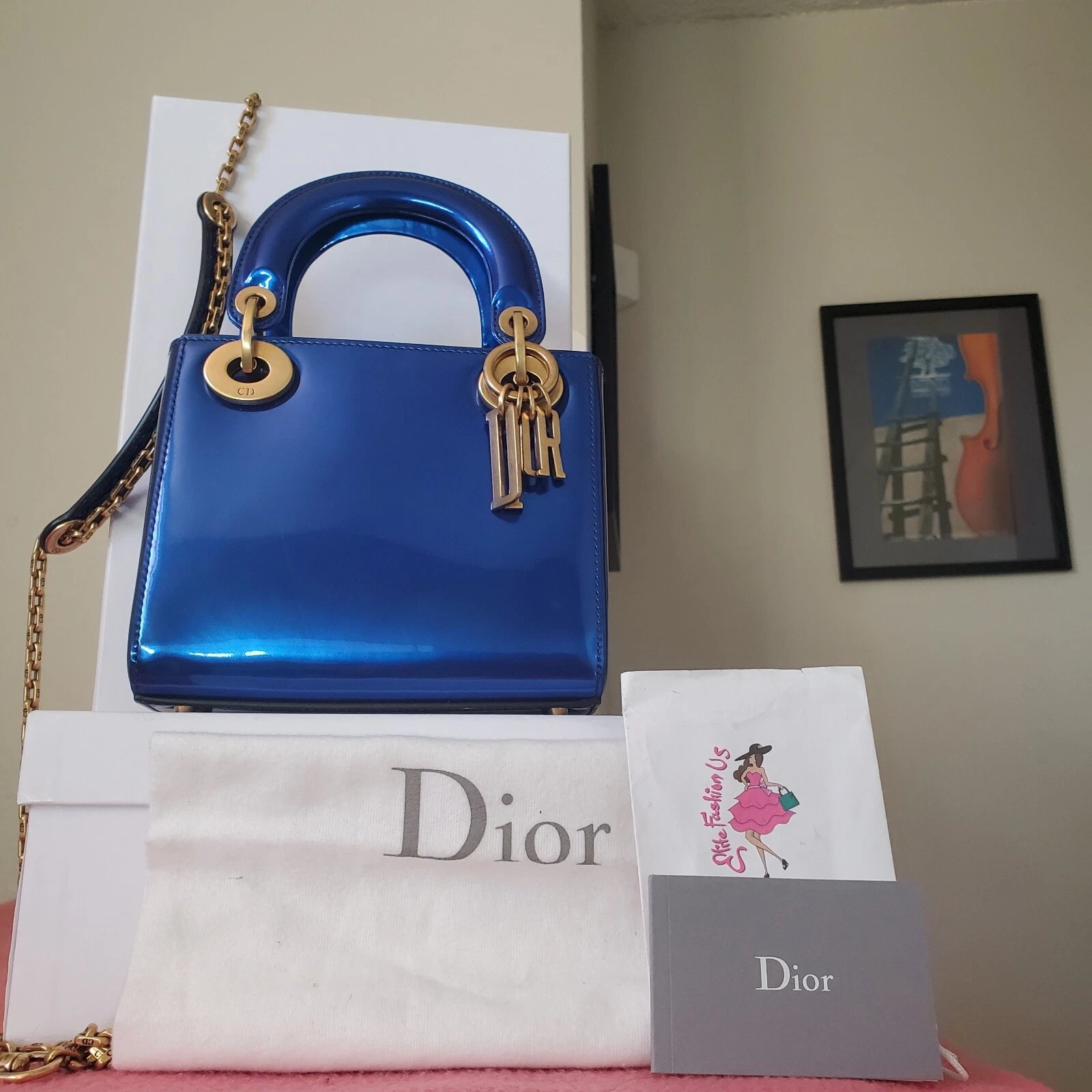 Mini sac Lady Dior bleu or hw 5