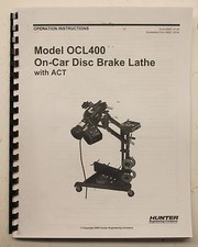 Hunter Ocl400 On The Car Brake Lathe Operating Manual Ocl-400 Otv Disc Rotor
