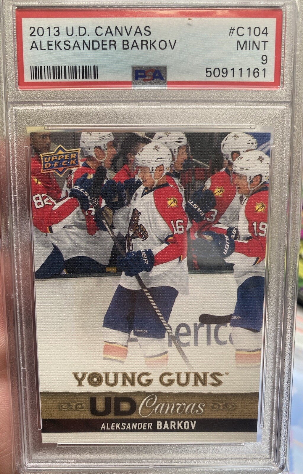 2013/14 UPPER DECK YOUNG GUNS CANVAS ALEKSANDER BARKOV # C104 PSA 9