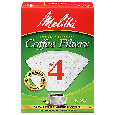 100-Pk. #4 White Cone Coffee Filters -624102 - Foto 1 di 1
