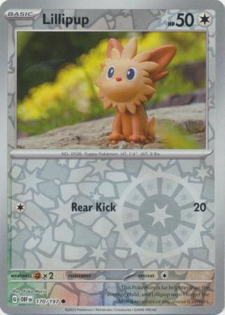LILLIPUP 170/197 OBSIDIAN FLAMES POKEMON (REVERSE HOLO, NM)