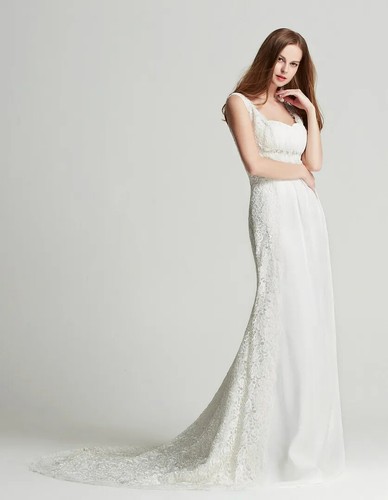 Einzelstück HBH Brautmode bodenlange Brautkleid Perlen Verzierung Ivory Gr.36,38 - Bild 4 von 5