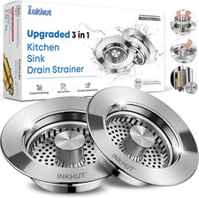 Upgraded 3 in 1 Kitchen Sink Drain Strainer - Stainless Steel Sink Stopper, Anti