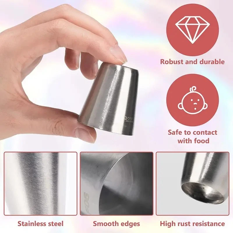 Juego de 4 boquillas grandes para pastelería de acero inoxidable para decoración Foto 3 de 4