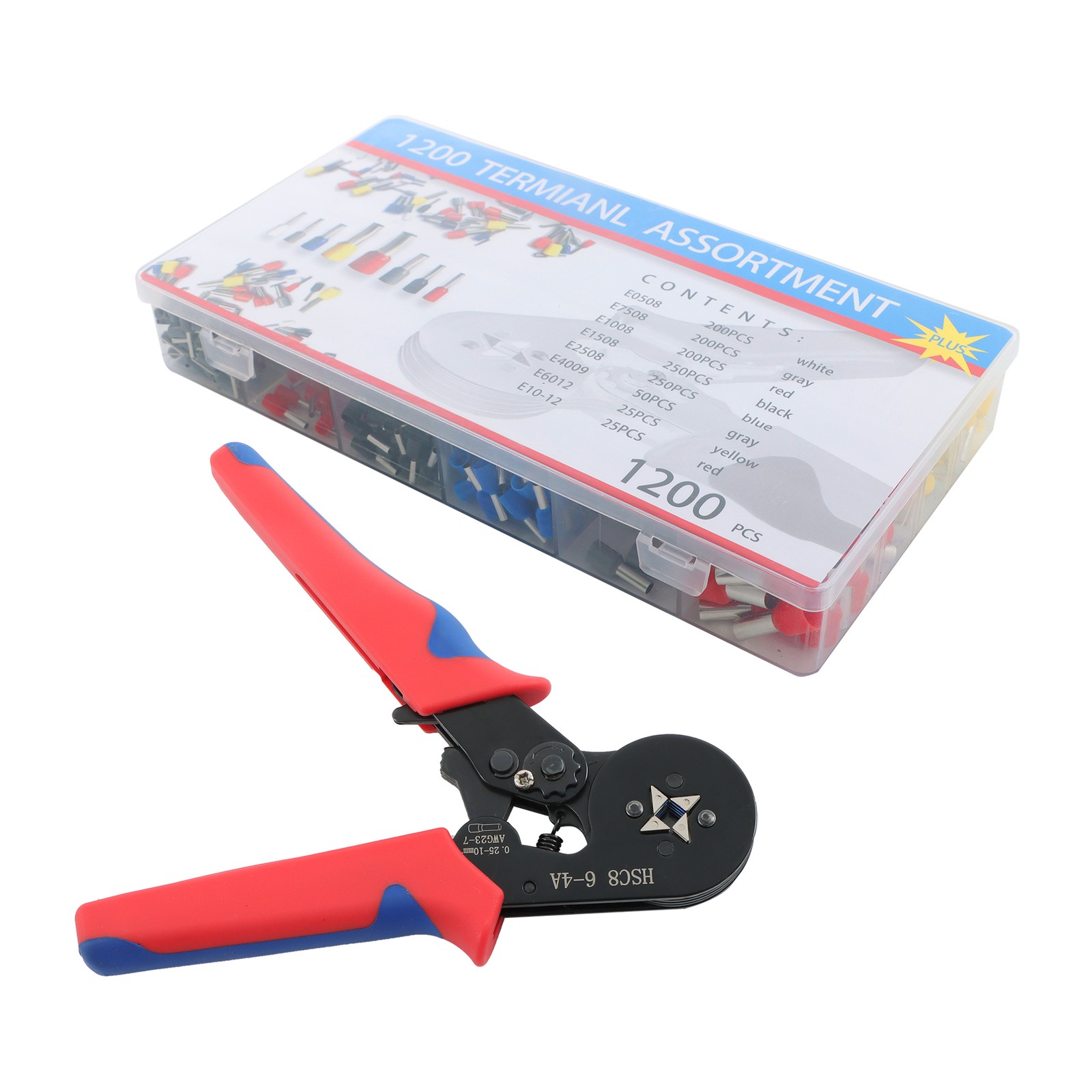 Crimping Tool Kit High Hardness Crimper Plier with 1200pcs Wire Ferrules Crimp
