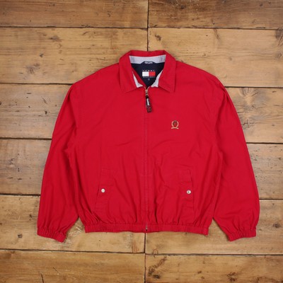 Vintage Tommy Hilfiger Bomberjacke M 90er Logo bestickt rot